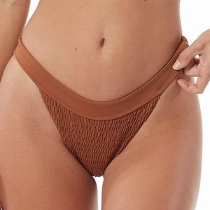 Tori Praver Dylan Smocked Bronze Cheeky Bikini